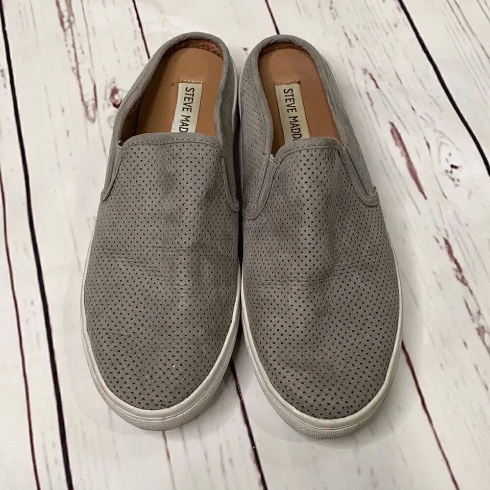 Steve Madden Geena Grey Perforated Slip On Shoes